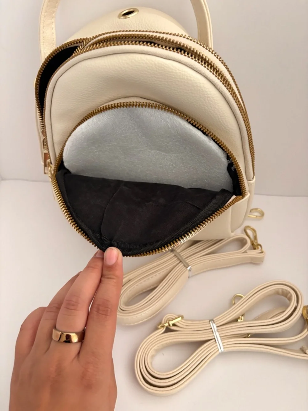 Cream Bee Embellished Convertible Backpack Purse